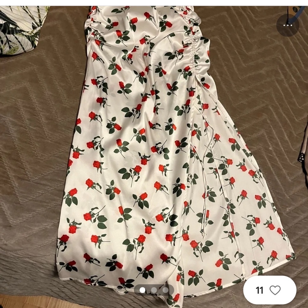 For Love & Lemons Cherry Satin Mid-length Skirt